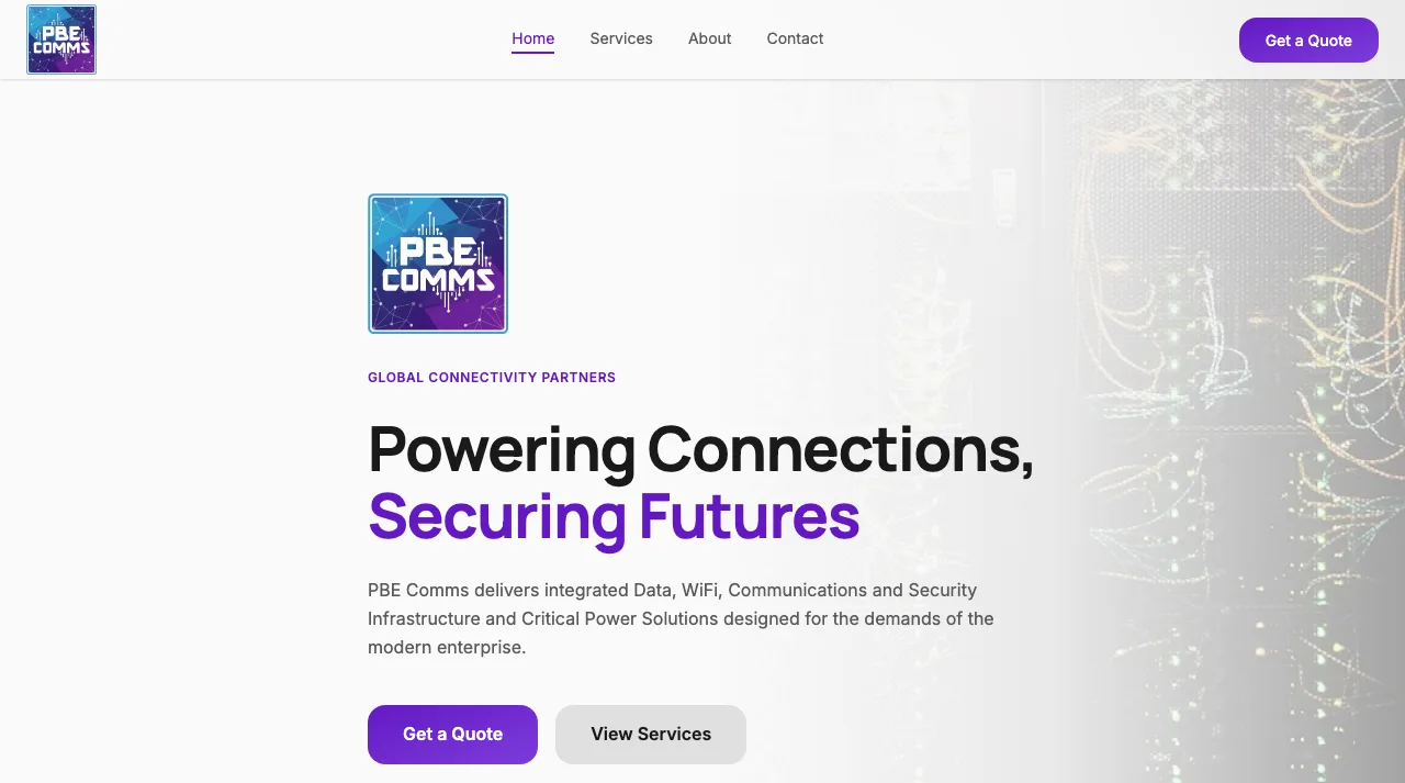 PBE Comms website preview